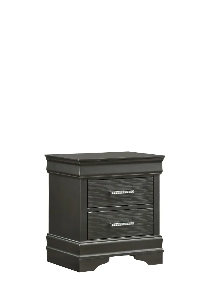 Brooklyn Modern Gray Wood Nightstand 2 Drawers galaxy home furnishings