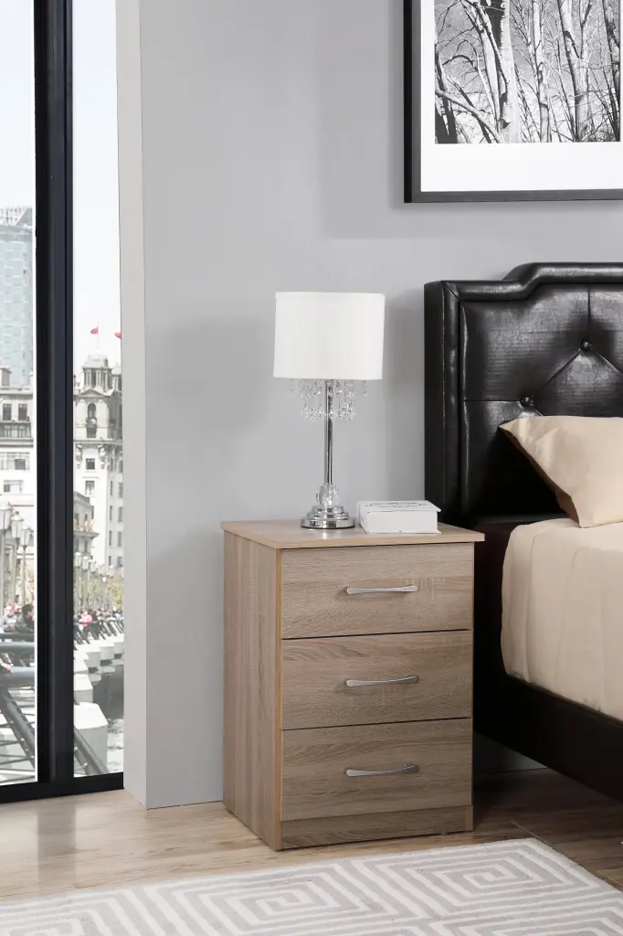 Boston G024 Nightstand Brown Particle Board Bedside Table Drawer glory furniture