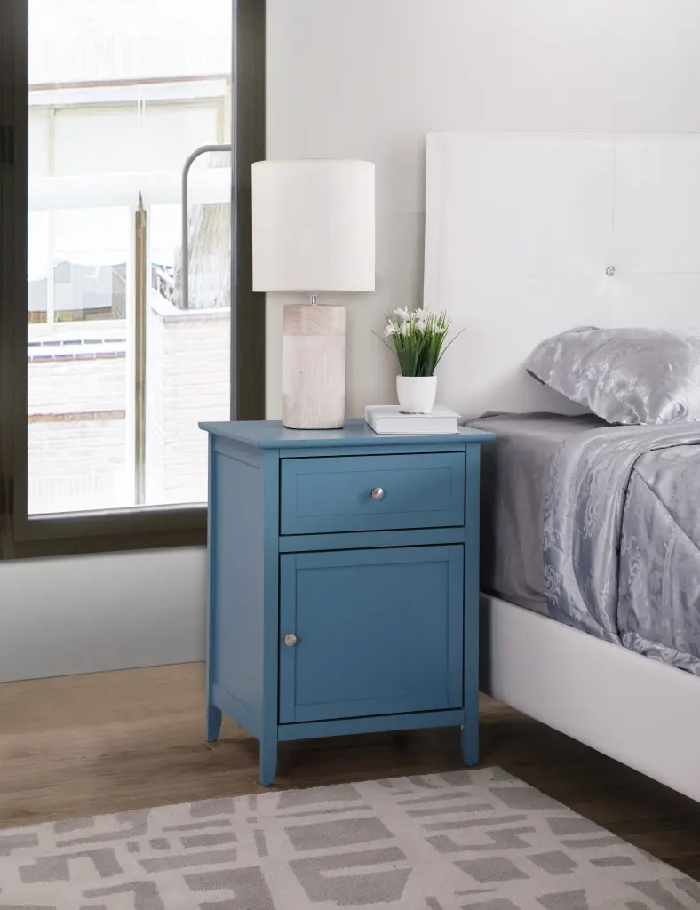 Izzy G1416 Nightstand 1 Drawer and 1 Door Teal Particle Board glory furniture