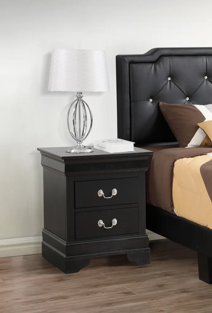 Louis Philippe G02150 Nightstand Black Particle Board Drawer glory furniture