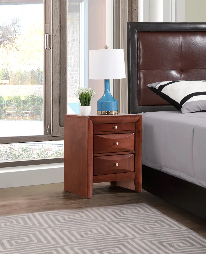 Polished Cherry Nightstand Storage, Cherry Particle Board glory furniture