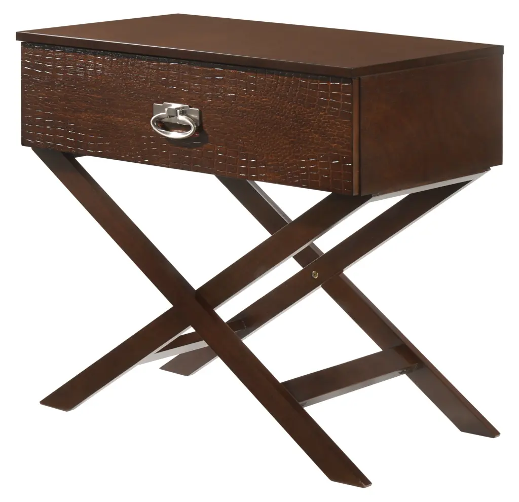 Xavier G0075 N Nightstand Cappuccino Beige Particle Board Bedside Table glory furniture