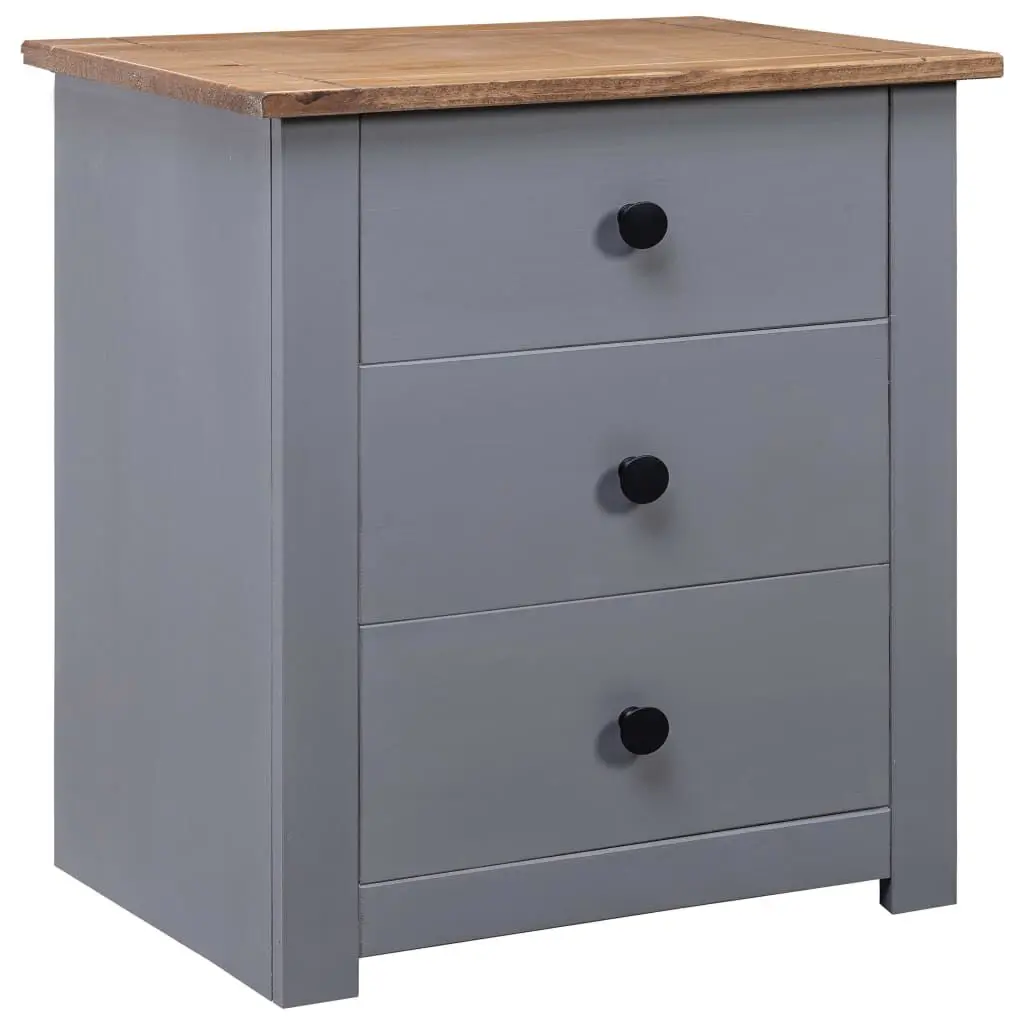 Gray Pinewood Bedside Cabinet 18.1x15.7x22.4 Inches Panama Range