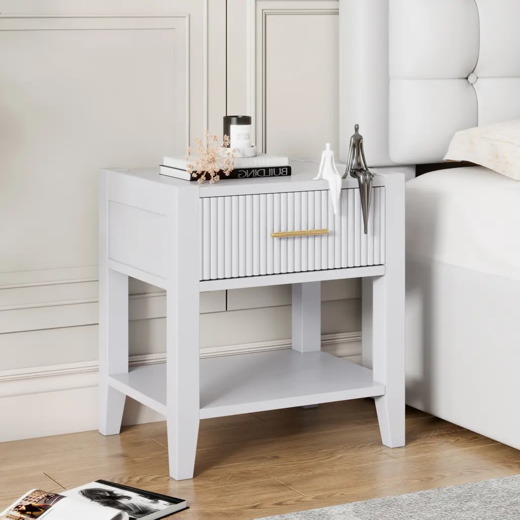 Timberen Nightstand Drawer and Open Storage End Table Bedroom homey life