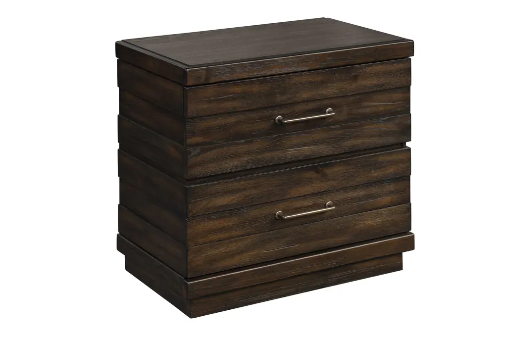 Industrial Farmhouse Style 2 Drawer Nightstand Brown Solid Wood MDF ihomefurnishings