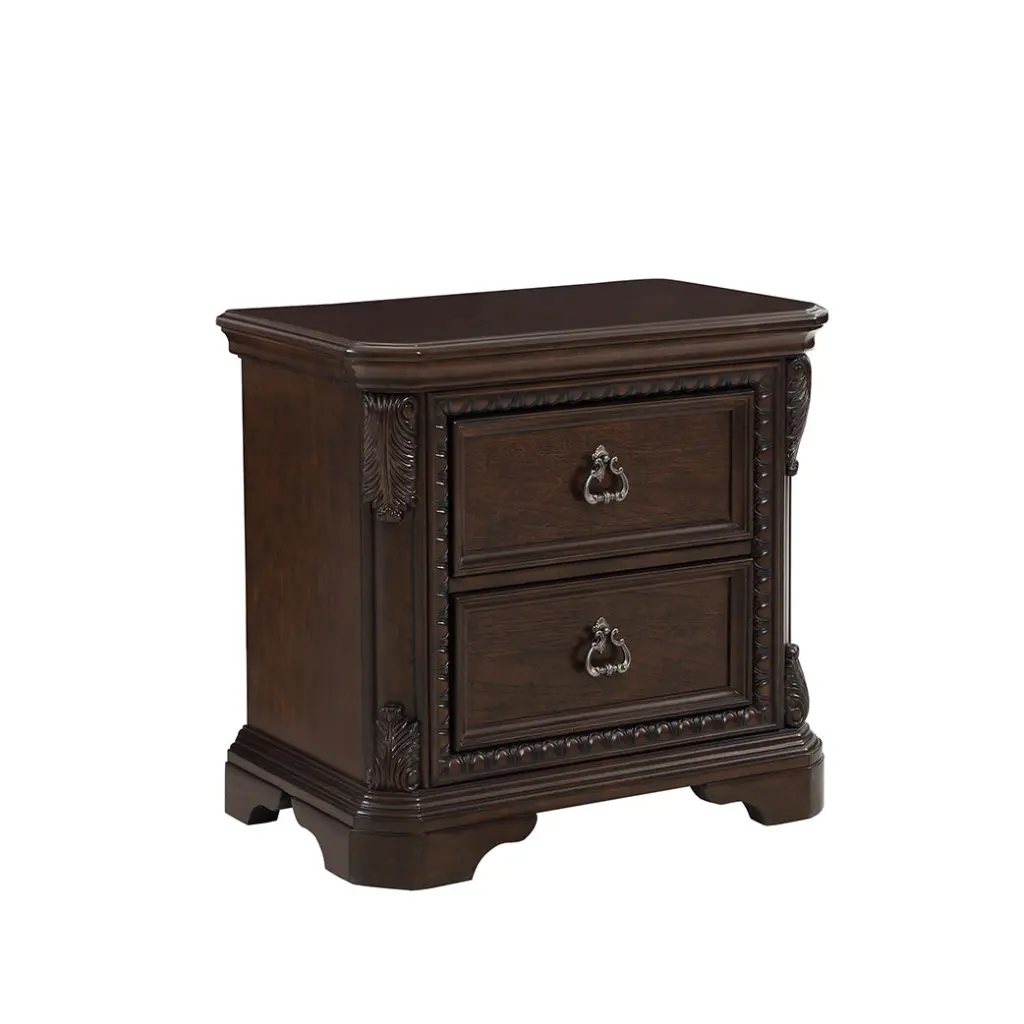 Mahogany 2 Drawer Nightstand Solid Timber MDF Bedside Table ihomefurnishings