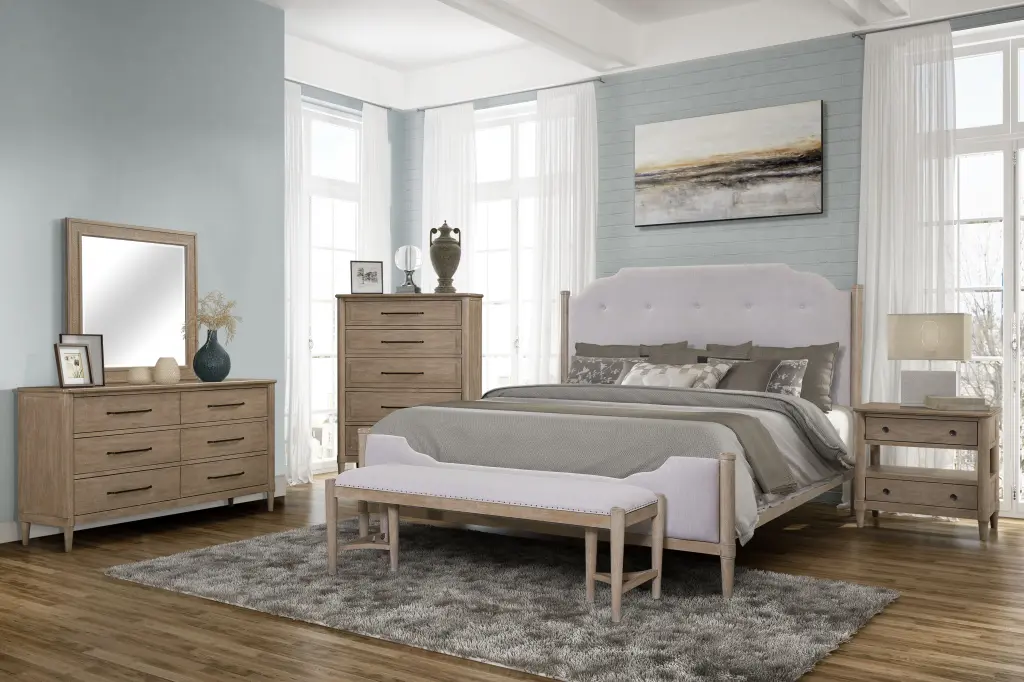 Open Nightstand 2 Drawers Sand Finish Solid Timber MDF ihomefurnishings