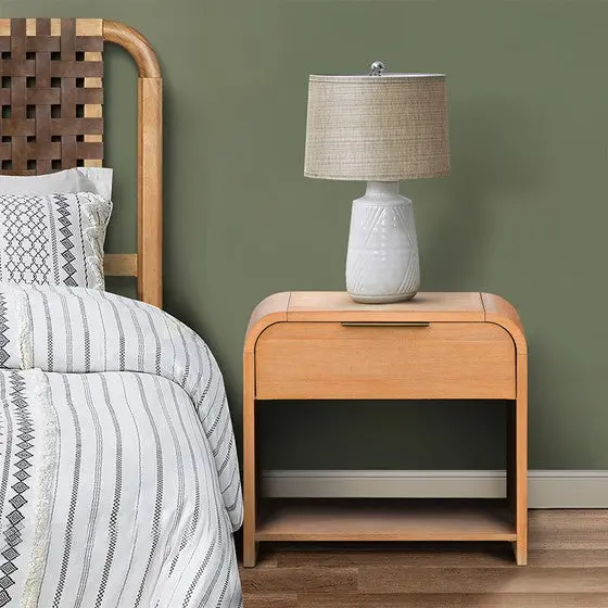 Modern One Drawer Waterfall Nightstand Natural Wood jla