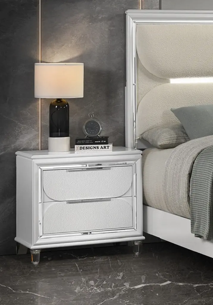 1Pc Contemporary Nightstand End Table Two Storage Drawers White Finish kanepe