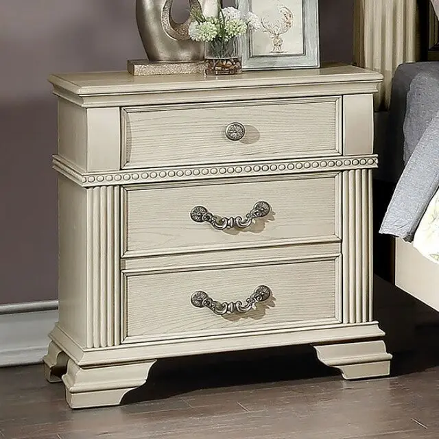 Antique White Nightstand Solid Timber Satin Knick Bedroom kanepe