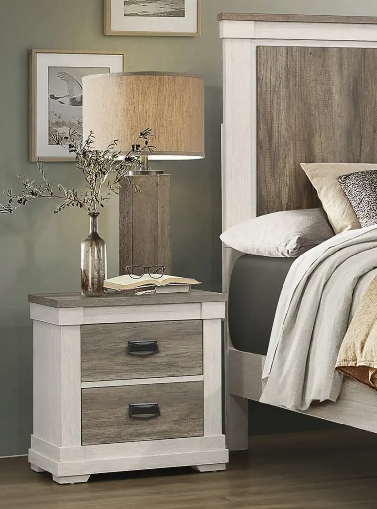 Beautiful Two Tone Finish Nightstand Transitional Bedroom Decor kanepe