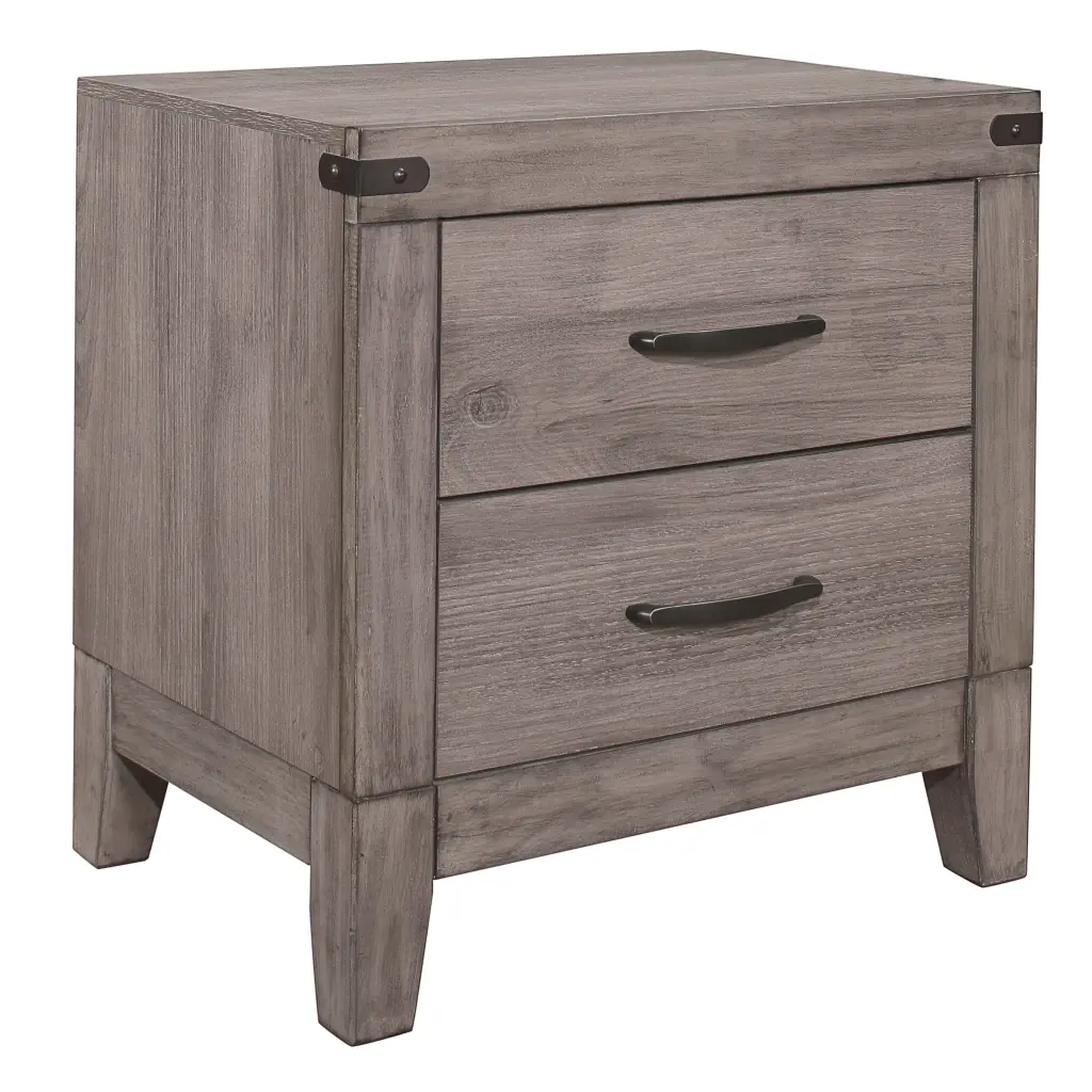 Brownish Gray Finish Nightstand Melamine Laminate 2 Drawers Dark Finish kanepe