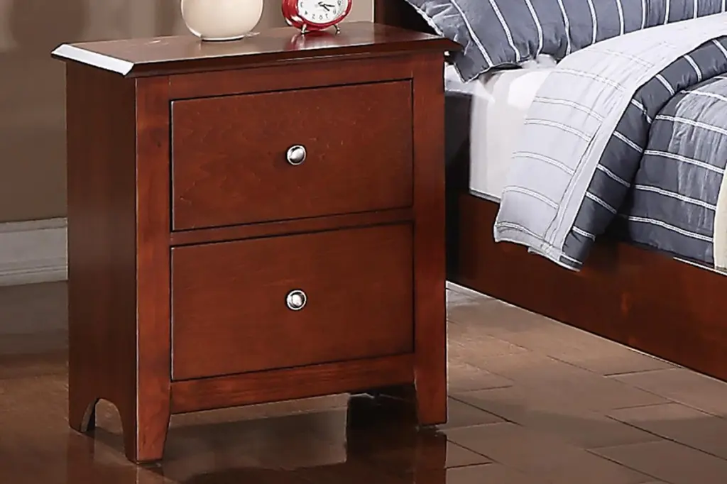 Cherry Color Wooden Nightstand 2 Drawers Bedroom Bedside Storage kanepe