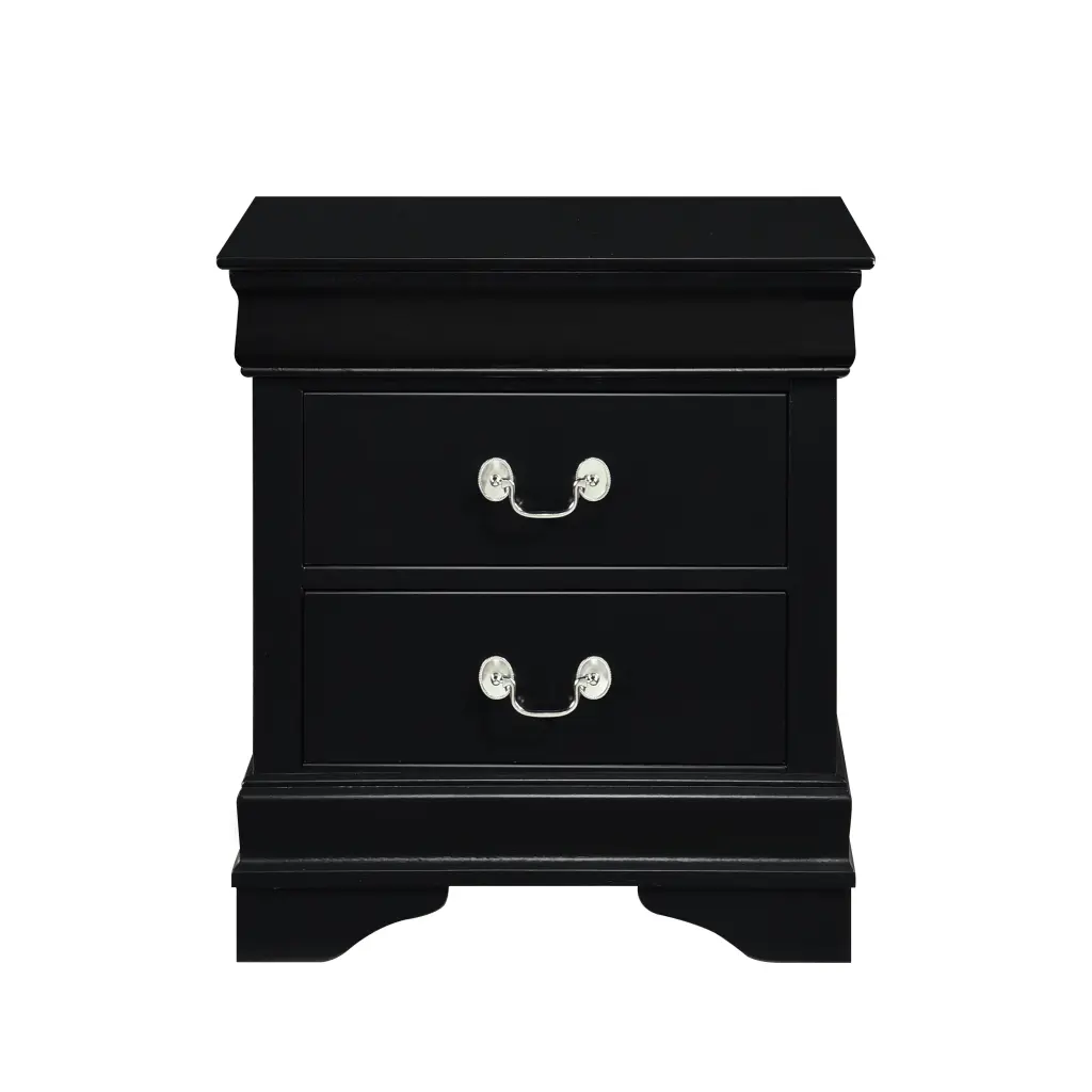 Classic Louis Philippe Style Black Finish Nightstand Drawers kanepe