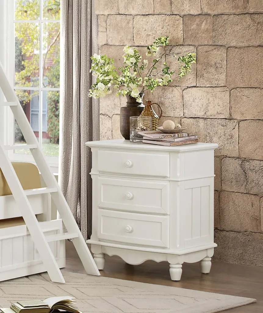 Classic Traditional White Finish 3 Drawer Nightstand Decorative Accent kanepe