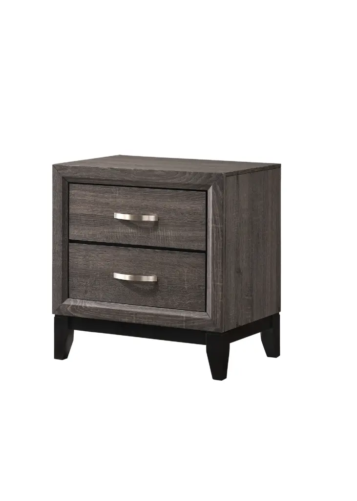 Contemporary 2 Drawer Nightstand End Table Gray Brown Finish kanepe