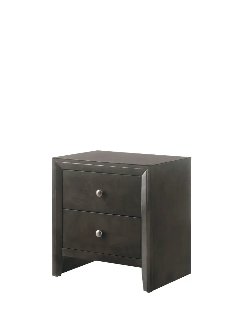 Contemporary Modern Look 2 Drawer Nightstand End Table Gray Finish Two kanepe