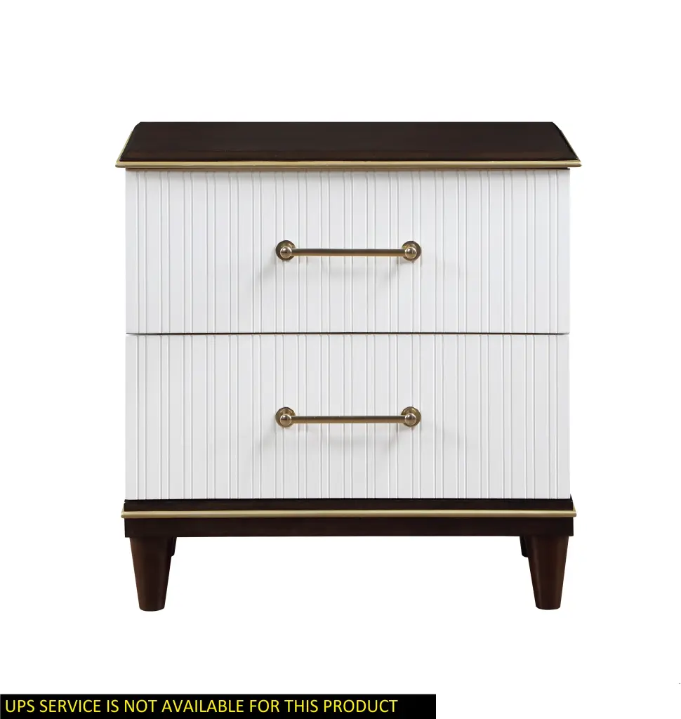 Contemporary White and Cherry Finish Two Drawer Nightstand kanepe