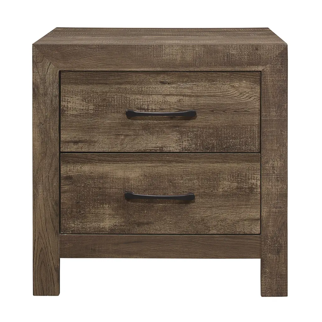 Effortless Look Rustic Brown Finish 1Pc Nightstand Drawers Black Metallic kanepe