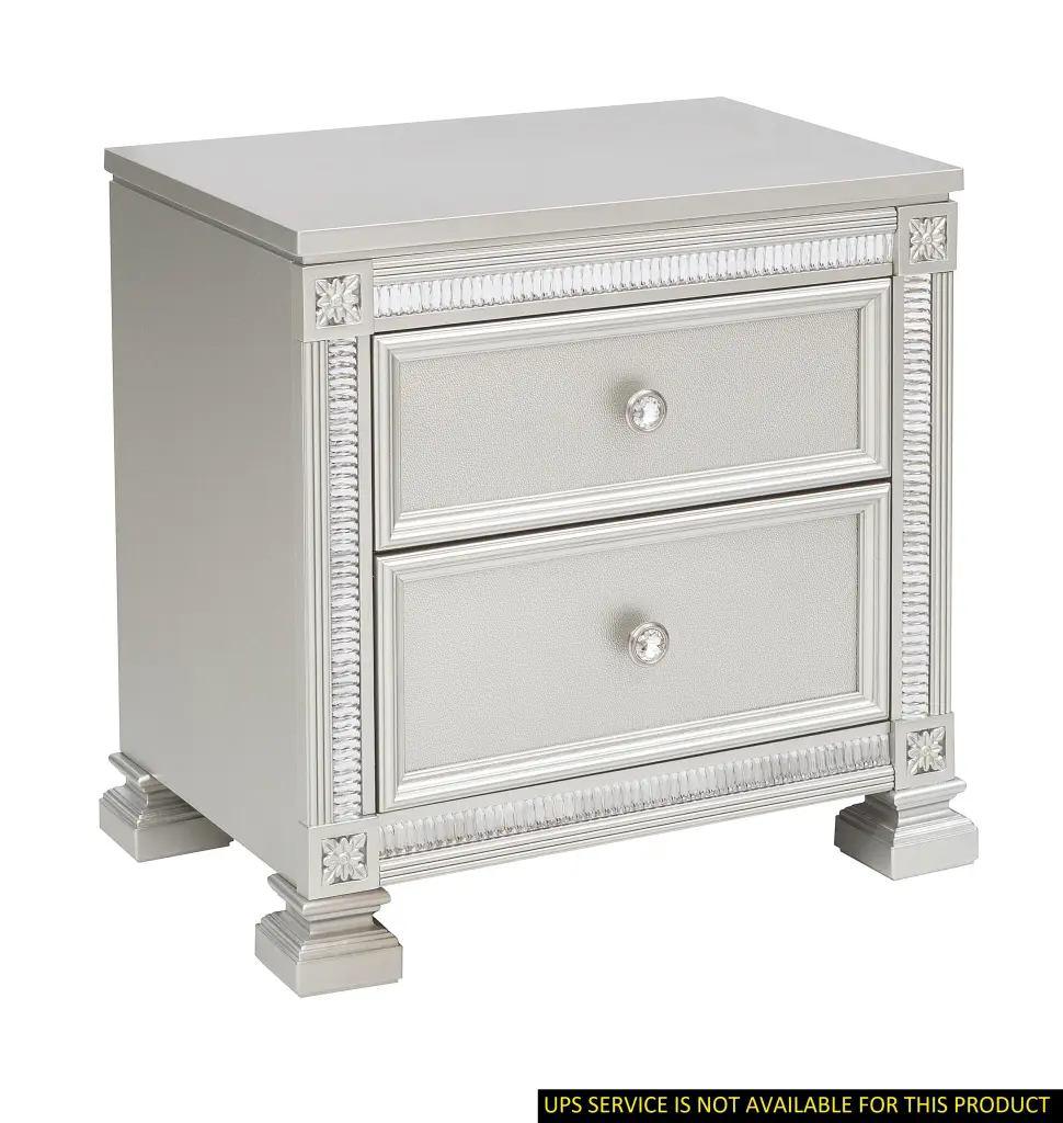 Glamorous Modern Design 1Pc Nightstand 2X Drawers Faux Crystal Knob kanepe