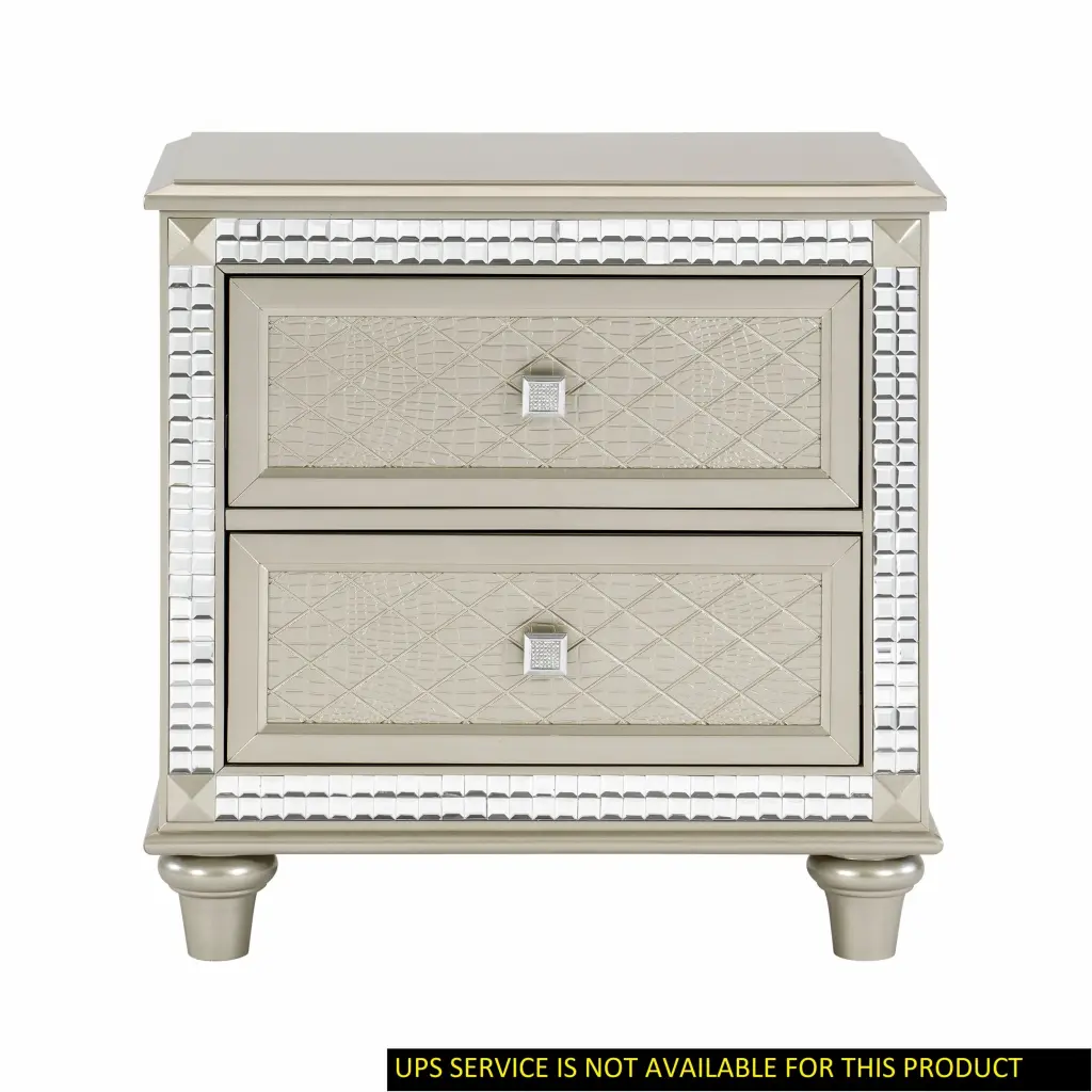 Glamorous Style Bedroom Nightstand 2 Drawers Champagne Finish kanepe