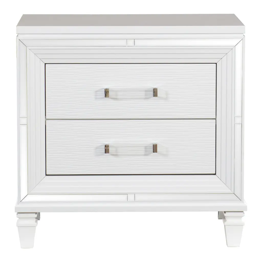 Glamorous White Silver Finish Nightstand 2 Drawers Acrylic Bar kanepe