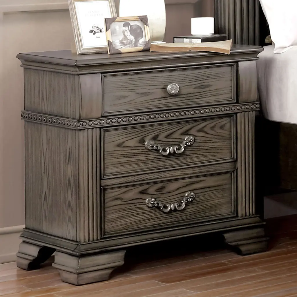 Gray Hue Solid Wood Nightstand Satin Nickel Hardware kanepe