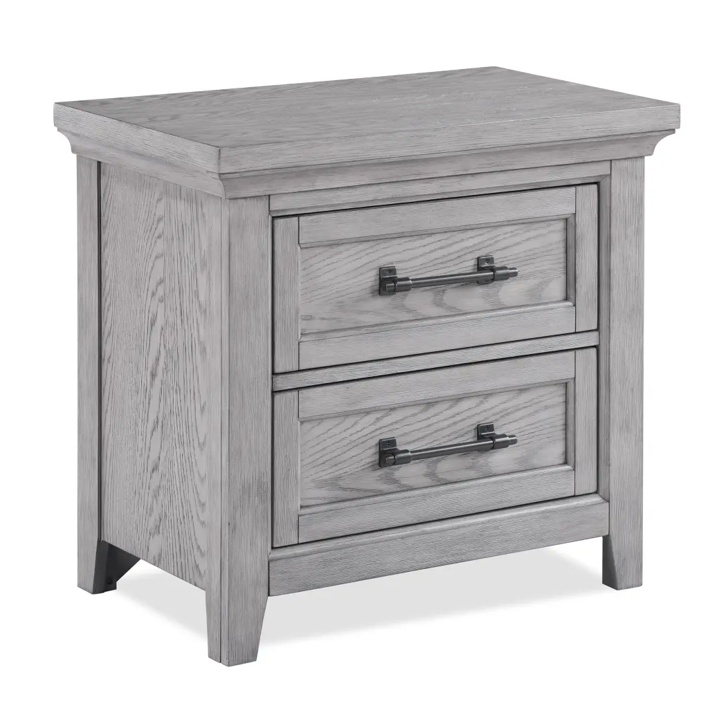 Light Gray Finish Two Drawer Nightstand Wooden Bedroom Furniture kanepe