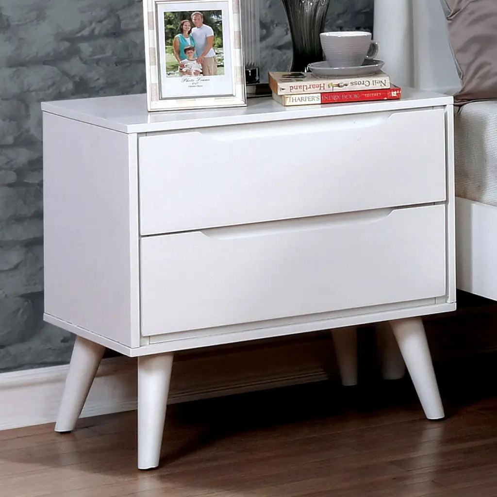 Mid Century Modern White Hue 1Pc Nightstand Bedroom Home Decor Solid kanepe
