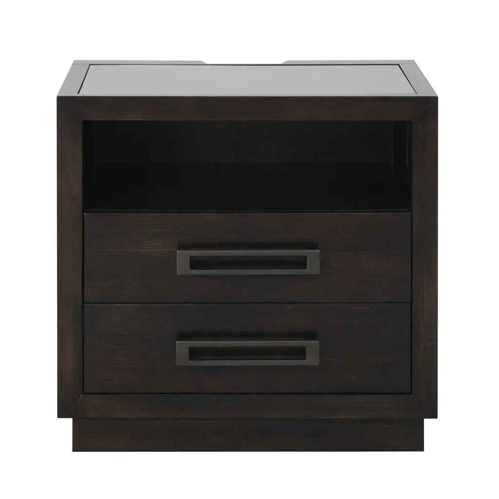 Modern Bedroom Furniture 1Pc Nightstand 2X Drawers Led Light Storage kanepe