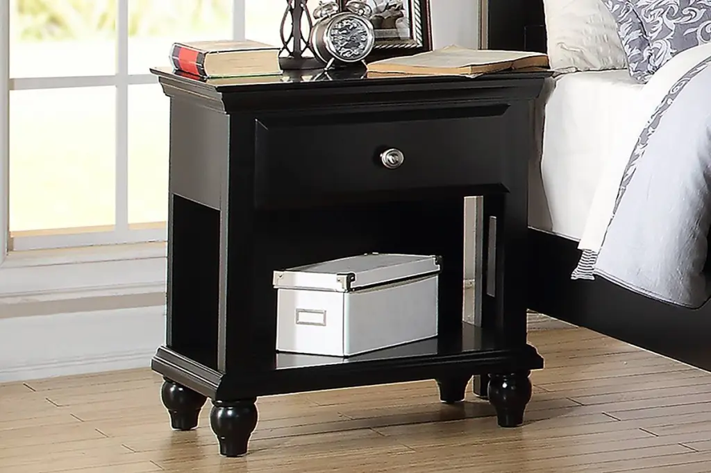 Modern Bedroom Nightstand Black Hue Timberen 1 Drawer And Shelf kanepe