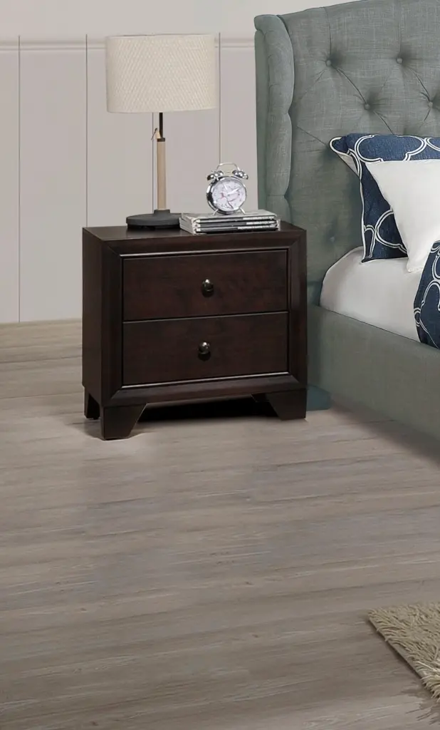 Modern Bedroom Nightstand Brown Color Drawers Bed Side Table Rubberwood kanepe