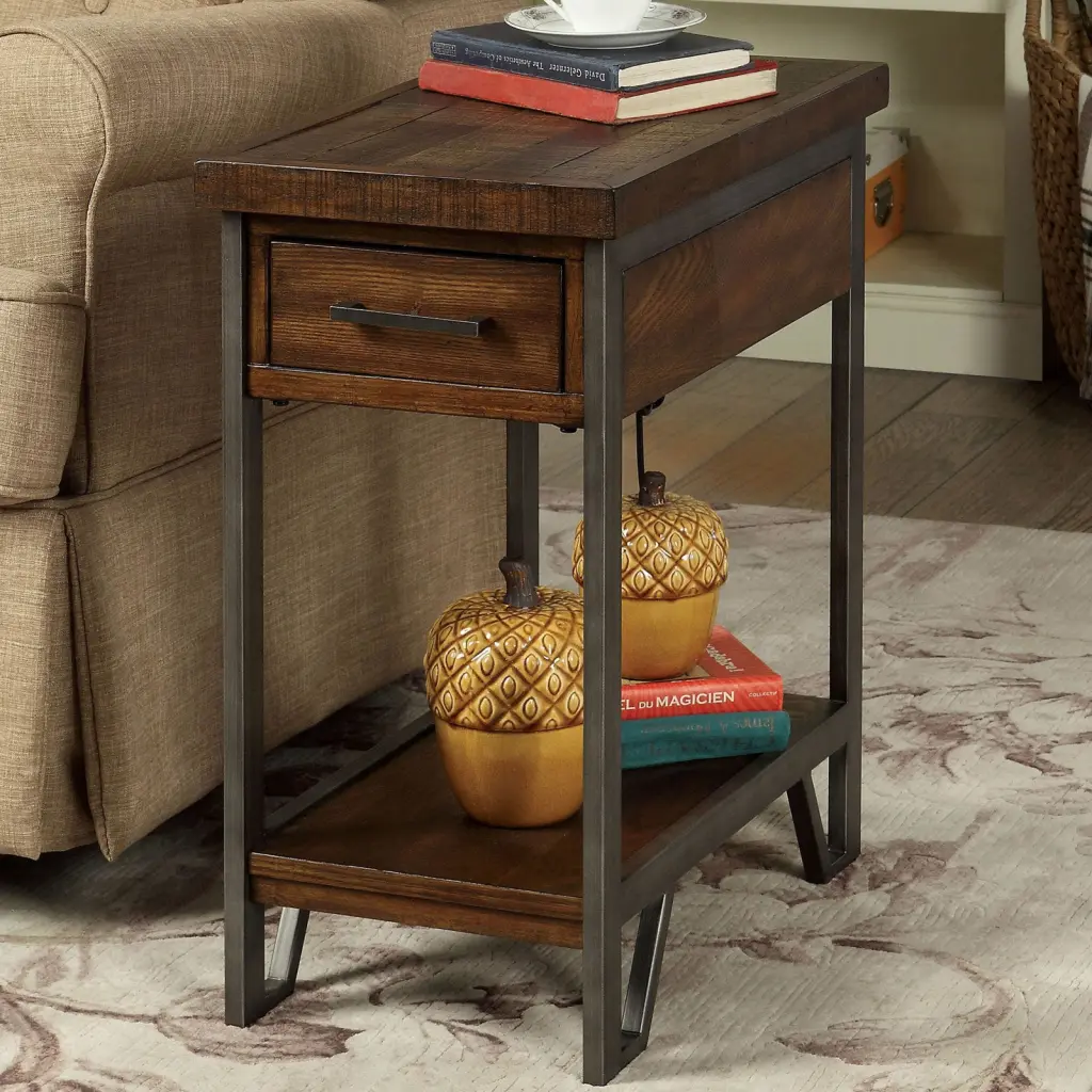 Modern Rustic Design Side Table Nightstand Multi-Hued Panels kanepe
