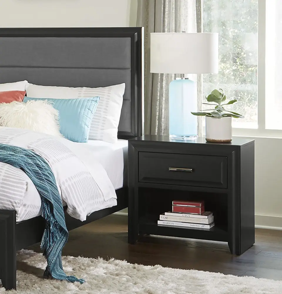 Modern Style Storage Cubby Nightstand Drawer Espresso Finish kanepe