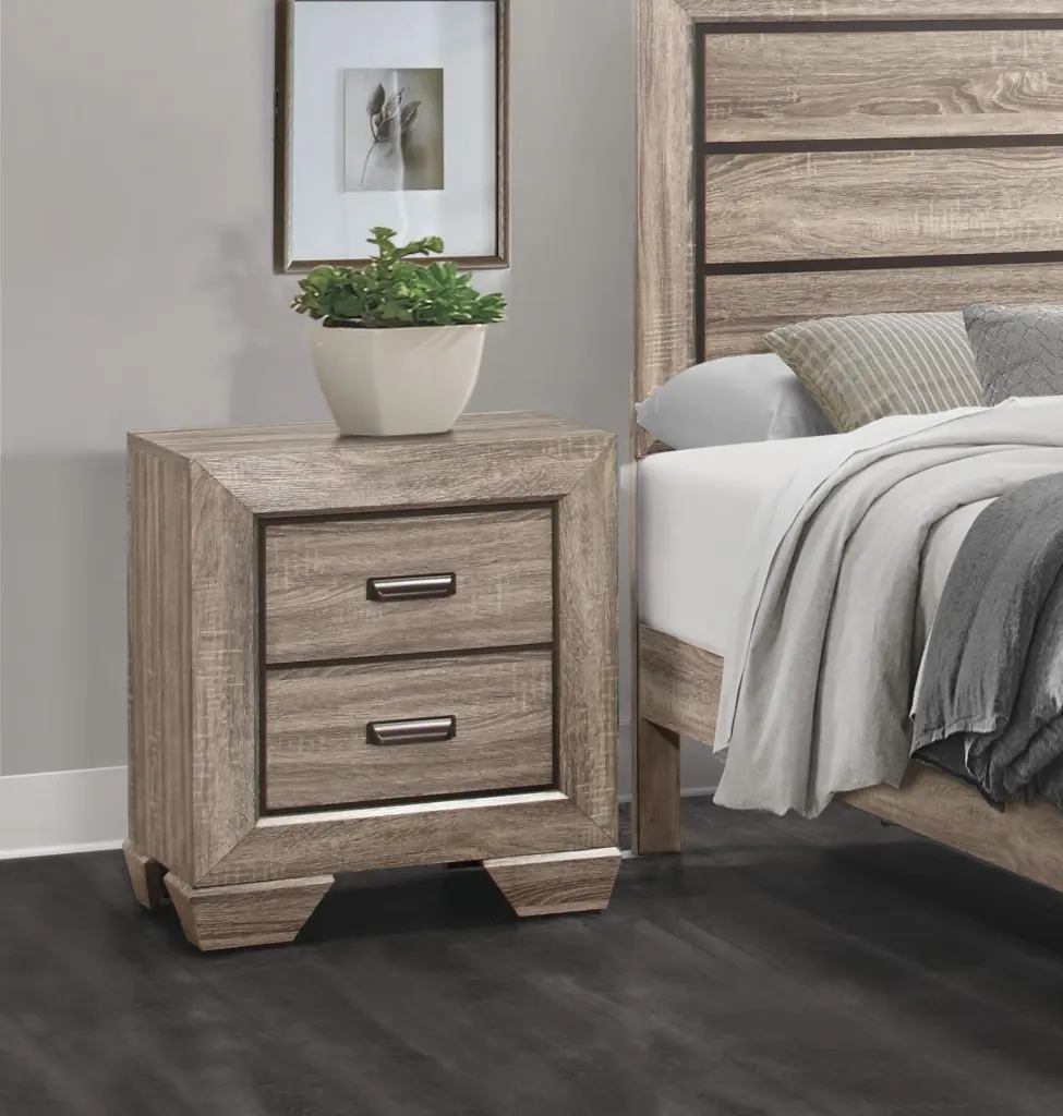 Natural Finish 1Pc Nightstand Flat Cup Pulls Two Dovetail Drawers Timber Bedside Table kanepe