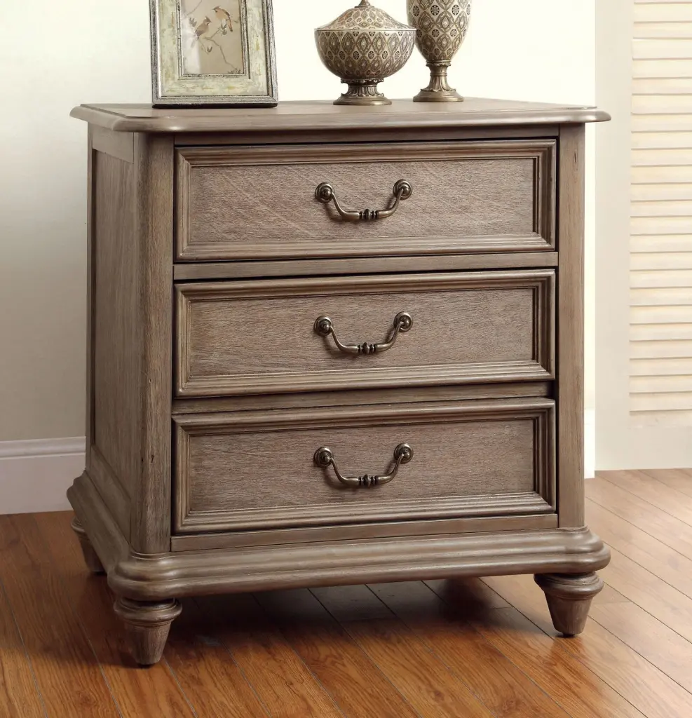 Rustic Natural Tone Solid Wood Nightstand Copper Alloy Hanging Pulls kanepe