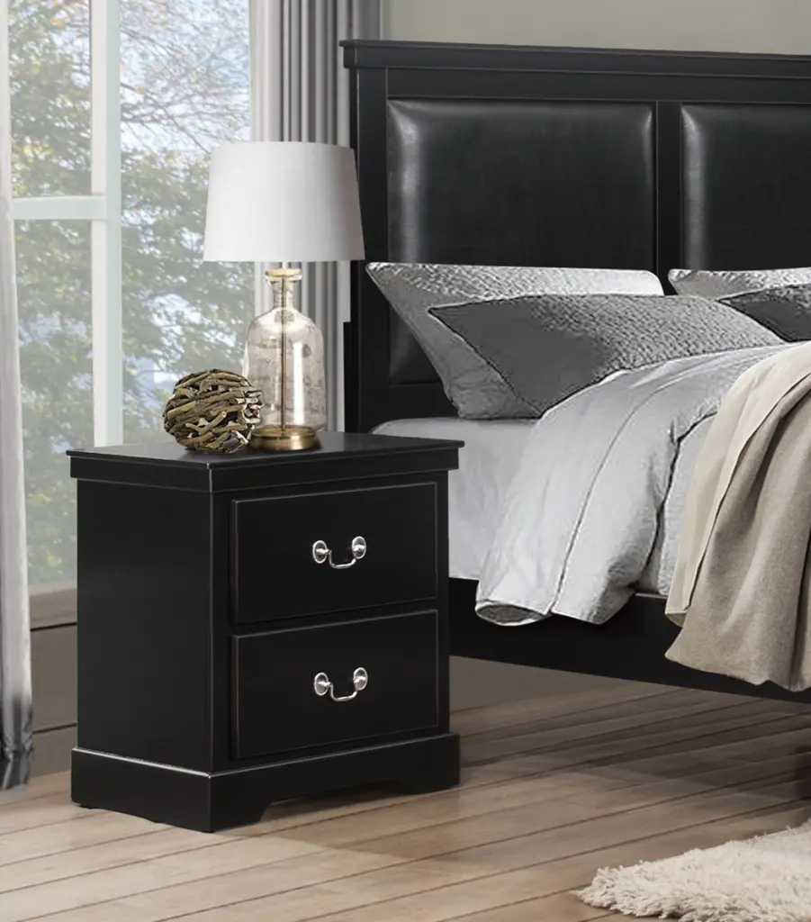 Timeless Traditional 2 Drawer Nightstand Black Finish kanepe