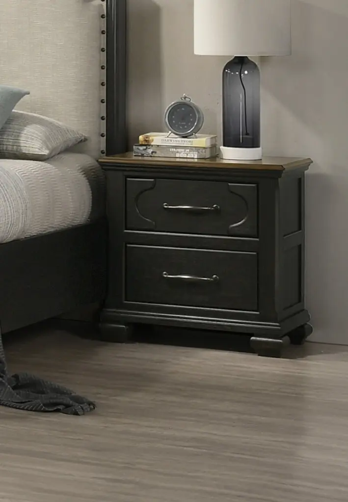 Traditional 2 Drawer Nightstand Timber Bedroom Side Table Gray Brown kanepe