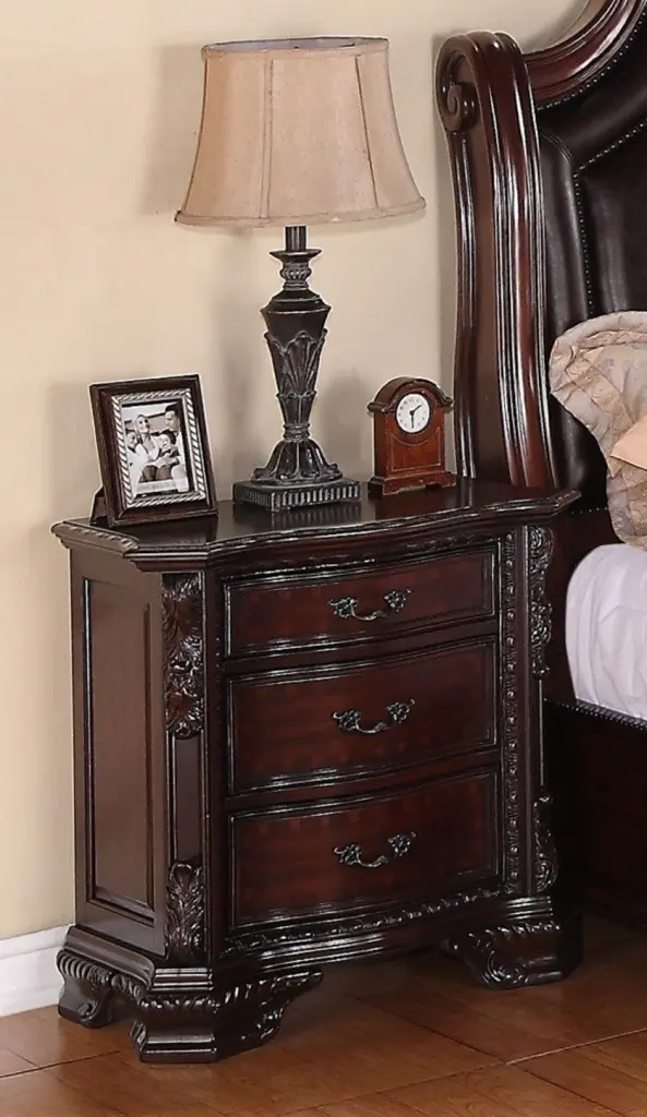 Traditional Nightstand End Table Three Storage Drawers Brown kanepe