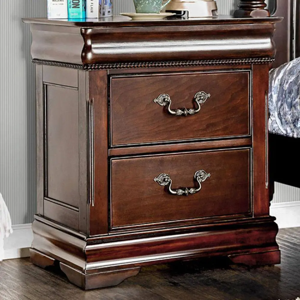 Traditional Style Cherry 1Pc Nightstand Solid Timber 2 Drawers Hidden Storage kanepe