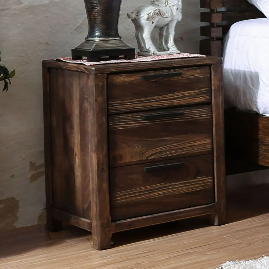 Transitional Rustic Natural Tone Solid Wood Nightstand Felt Liner kanepe