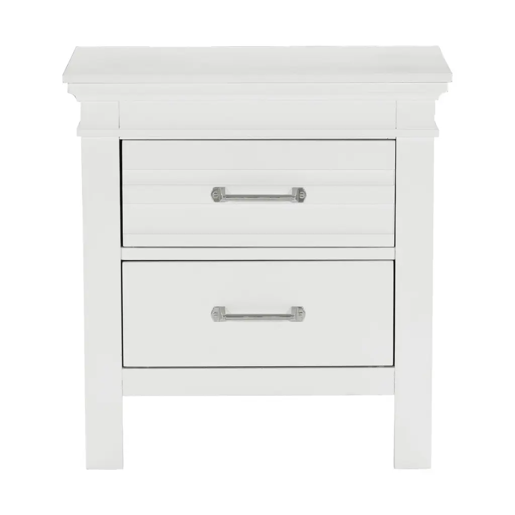 White Finish 2 Drawer Nightstand Transitional Style Wooden Bedside Table kanepe