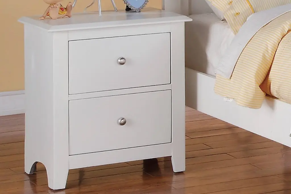 White Wooden Bedside Table 2 Drawers Nightstand kanepe