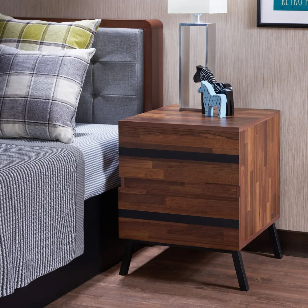 Karine - Accent Table - Midnight / Walnut Guest Room