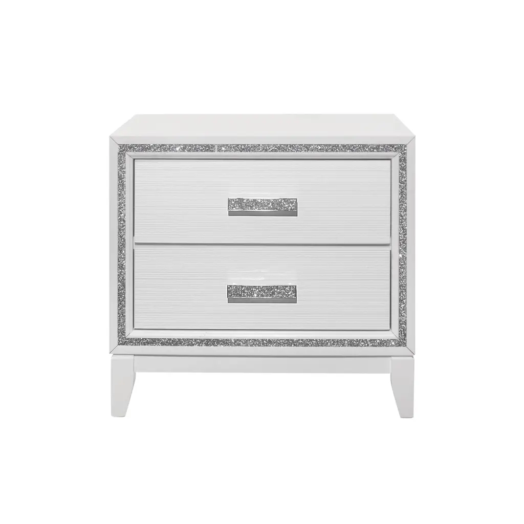Almera Glitter White Nightstand Elastomer Timber Bedside Table luxe modern furniture