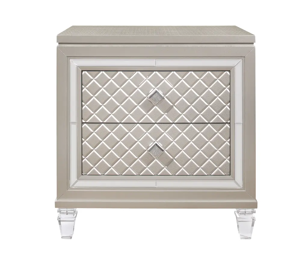 Cross Glam Champagne Nightstand Champagne Solid Timber Mdf luxe modern furniture