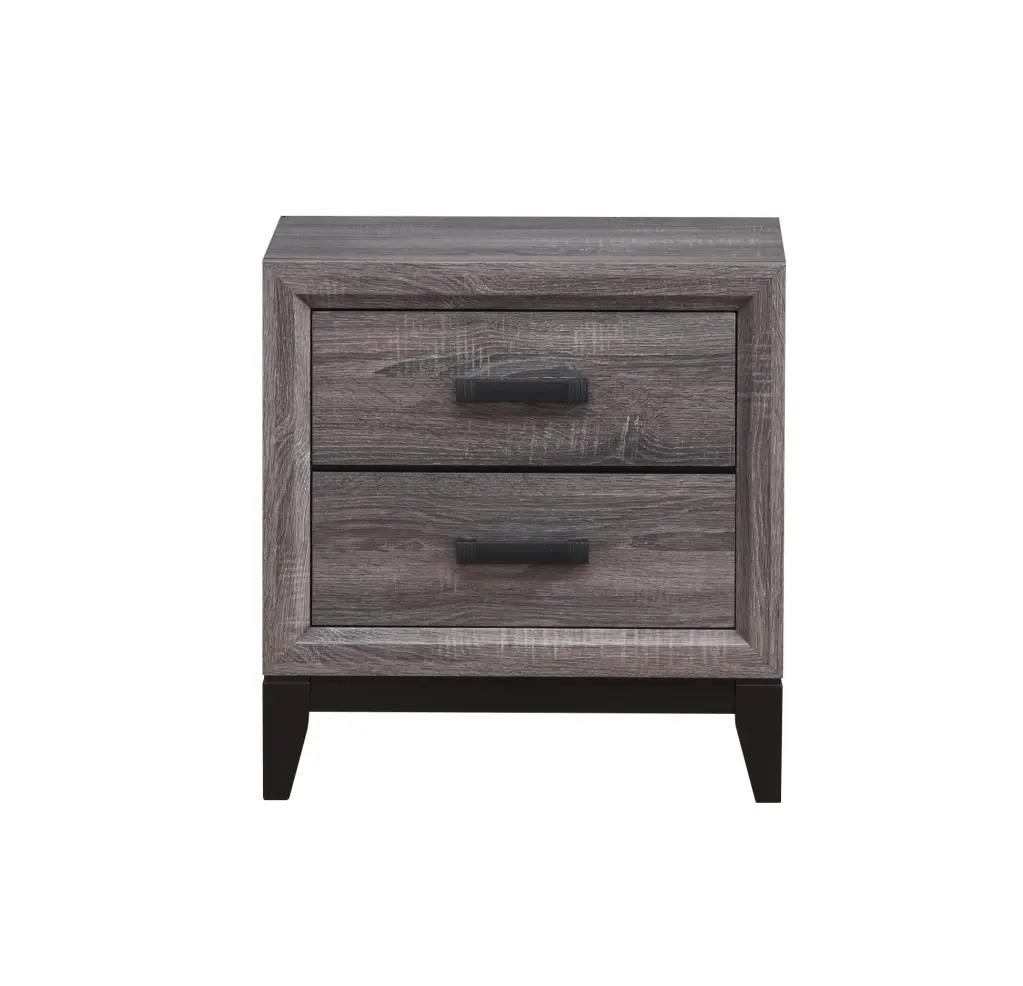 Mirage Foil Grey Nightstand Black Gray Elastomer Timber Bedside Table luxe modern furniture