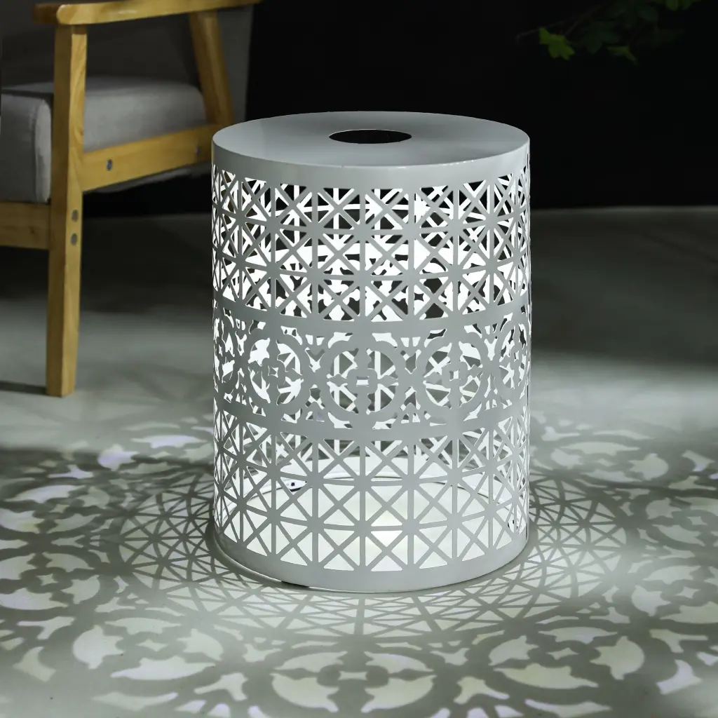 Cranbrook Side Table White Ferrous Metal Nightstand nh-cloudhouse