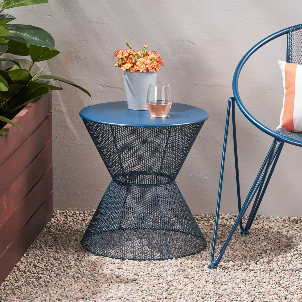 Nevada Side Table Navy Iron Modern Nightstand nh-kisa