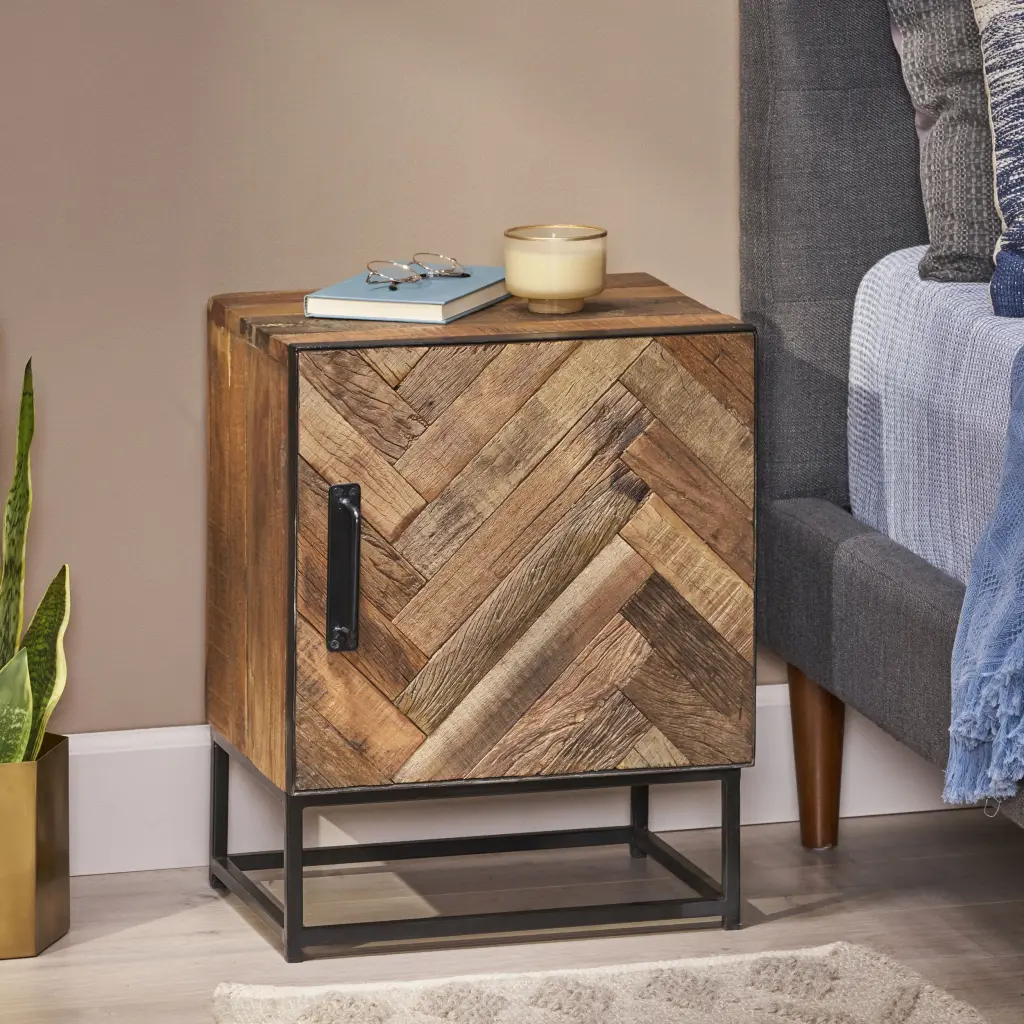 Night Stand Natural Wood Bedside Table Drawer nh-teakstar